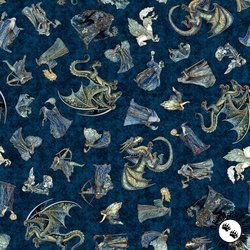 QT Fabrics Folklore Medieval Character Toss Navy QT Fabrics Folklore Medieval Character Toss Navy