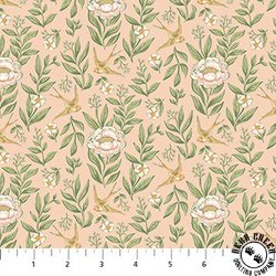 Northcott Ornithology Love Story Peach/Multi