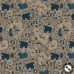 Clothworks Bear Camp Trail Nature Toile Taupe