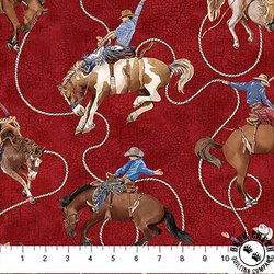 Northcott Cowboy Blues Cowboys Red/Multi Northcott Cowboy Blues Cowboys Red/Multi