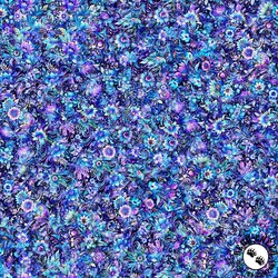 QT Fabrics Fantasia Packed Floral Blue