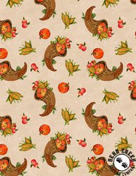 Wilmington Prints Gnome-kin Patch Cornucopia Toss Beige