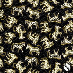 Clothworks Earth Song Zebras Black