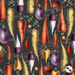 Michael Miller Fabrics Garden Variety Vegetable Garden Charcoal