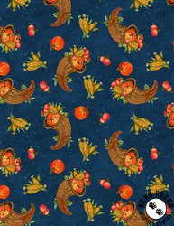 Wilmington Prints Gnome-kin Patch Cornucopia Toss Navy