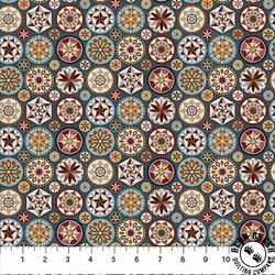 Northcott Barn Quilts Circles Blue/Multi Northcott Barn Quilts Circles Blue/Multi