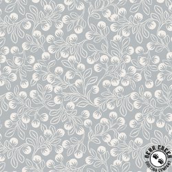 Lewis and Irene Fabrics The Secret Winter Garden Flannel Snowberries Grey