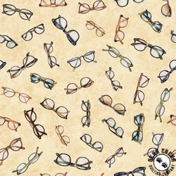 Qt Fabrics Bookworm Eyeglass Toss Vanilla