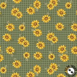 Benartex Heartland Field Sunflowers Green