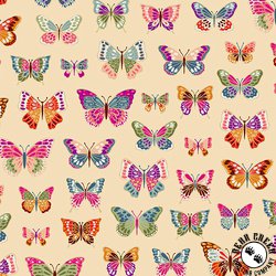 Andover Fabrics Luxe Butterflies Cream
