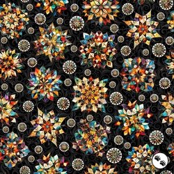 QT Fabrics Solstice Kaleidoscope Medallions Black QT Fabrics Solstice Kaleidoscope Medallions Black