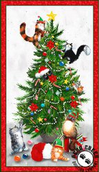 Windham Fabrics Meowy Christmas Panel White Windham Fabrics Meowy Christmas Panel White