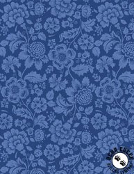 Wilmington Prints Sweet Cherry Tonal Floral Navy/Blue