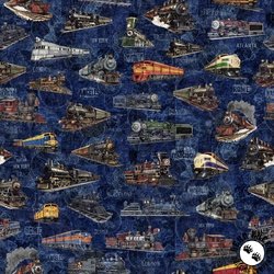 QT Fabrics Steam & Steel Trains Navy QT Fabrics Steam & Steel Trains Navy