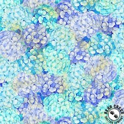 Timeless Treasures Escapade Packed Hydrangea Blue