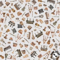 QT Fabrics Sugar, Spice, Everything Nice Musical Instruments Gray QT Fabrics Sugar, Spice, Everything Nice Musical Instruments Gray