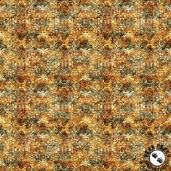 Qt Fabrics Bookworm Textured Leaf Medallion Amber