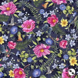 P&B Textiles Indigo Song Allover Floral Navy