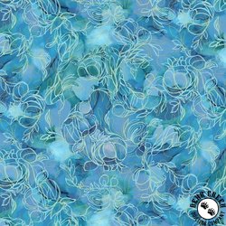 P&B Textiles Painted Sea Flowing Linework Teal P&B Textiles Painted Sea Flowing Linework Teal