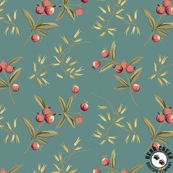Andover Fabrics Dahlia Coralberry Sage Andover Fabrics Dahlia Coralberry Sage