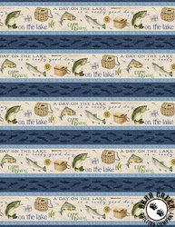 Wilmington Prints Gone Fishing Border Stripe Multi Wilmington Prints Gone Fishing Border Stripe Multi