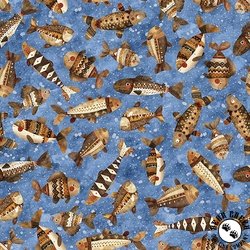 QT Fabrics Bearsville Fish Blue QT Fabrics Bearsville Fish Blue