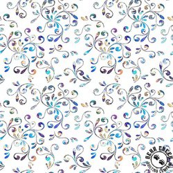 QT Fabrics Fantasia Floral Swirl White