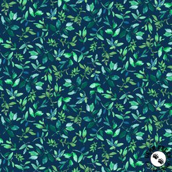 Michael Miller Fabrics Flower Lake Leaves Midnight