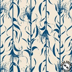 Benartex Wishflower Broomcorn Blue/Natural Benartex Wishflower Broomcorn Blue/Natural