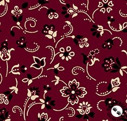 QT Fabrics Oxford Archival Flower with Dotted Scroll Brick QT Fabrics Oxford Archival Flower with Dotted Scroll Brick