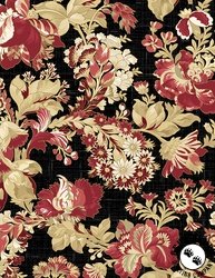 Wilmington Prints Crimson Majesty Large Floral Black