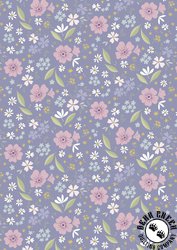 Lewis and Irene Fabrics Floral Song Floral Art Lavender Blue