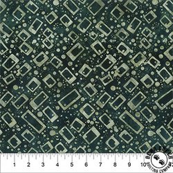 Northcott Banyan Batiks Quilting is My Voice Angled Mod Graphics Forest Green