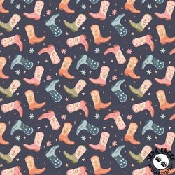 Cloud9 Fabrics Petal and Pony Luck Cowgirl Kicks Navy