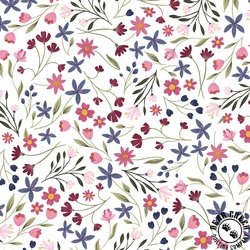 P&B Textiles Flutter Blooms Mini Blooms White