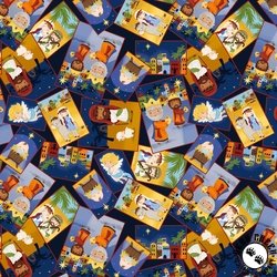 Blank Quilting Away in a Manger Nativity Squares Tossed Blue Blank Quilting Away in a Manger Nativity Squares Tossed Blue