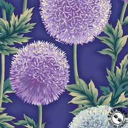 Benartex Flower Festival Globe Thistles Peri