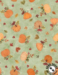 Maywood Studio Hello Autumn Tossed Pumpkins Light Green