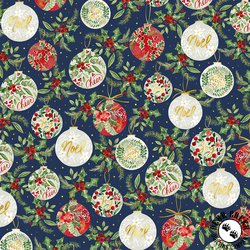 P&B Textiles Joyful Ornament Allover Dark Blue