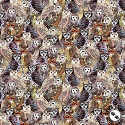 Clothworks Wild Wonder Packed Owls Multi