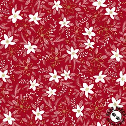 P&B Textiles Joyful Holiday Floral Toss Red