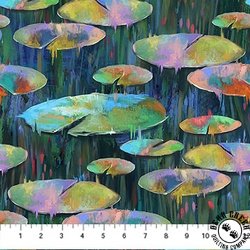 Northcott Lotus Lily Pads Dark Green/Multi