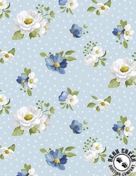 Wilmington Prints Blossom Blues Medium Floral Toss Light Blue