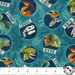 Northcott Dino Roar Dino Head Toss Teal/Multi Northcott Dino Roar Dino Head Toss Teal/Multi