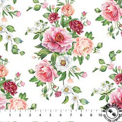 Northcott Blush Floral Bouquet White/Multi