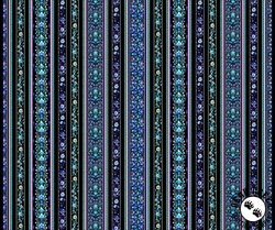 QT Fabrics Fantasia Floral Border Stripe Black QT Fabrics Fantasia Floral Border Stripe Black