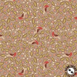 Lewis and Irene Fabrics Isabella Arts and Crafts Birds on Dark Taupe Lewis and Irene Fabrics Isabella Arts and Crafts Birds on Dark Taupe