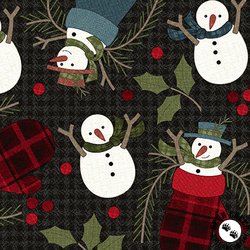 Maywood Studio Holly Jolly Flannel Snowmen Black