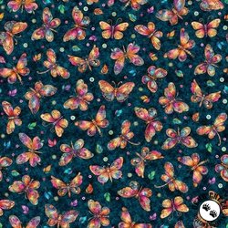 QT Fabrics Fluttering Garden Butterflies Teal QT Fabrics Fluttering Garden Butterflies Teal