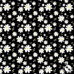 Benartex Delightful Daisies Daisy Love Black